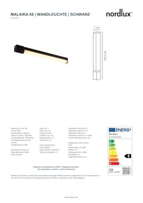 Nordlux Strakke wandlampMalaika M zwart - 2310221003