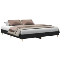 Bedframe Zwart Eiken 160 x 200 cm Bewerkt hout - thumbnail