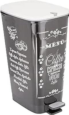Afvalemmer met Pedaal KIS CHIC Coffee Motif Zwart 50 L - thumbnail