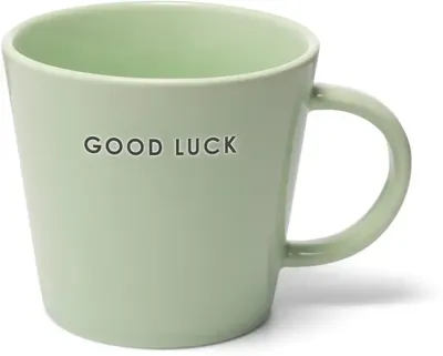 Vondels cappuccinokop keramiek good luck 9x9.5cm light green