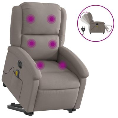 Sta-op-massagestoel elektrisch verstelbaar stof taupe - thumbnail