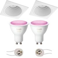Pragmi Minko Pro - Inbouw Vierkant - Mat Wit - Verdiept - 90mm - Philips Hue - LED Spot Set GU10 - White and Color Ambiance - Bluetooth - thumbnail