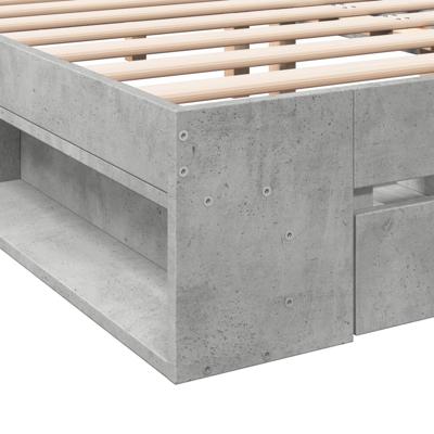 Bedframe met lades bewerkt hout betongrijs 160x200 cm