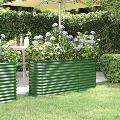 VidaXL Plantenbak 152x40x68 cm gepoedercoat staal groen