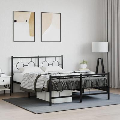 Bedframe met hoofd- en voeteneinde metaal zwart 135x190 cm Bedframe met hoofd- en voeteneinde metaal zwart 135x190 cm
