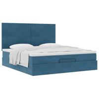 Ottoman bed met matrassen 180x200cm fluweel donkerblauw - thumbnail