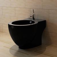 VidaXL Ronde staande keramieken bidet (zwart) - thumbnail