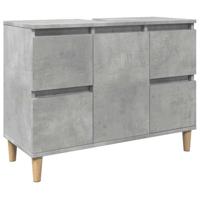 Wastafelkast 80x33x60 cm bewerkt hout betongrijs - thumbnail