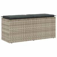 Tuinbank met kussen 110x40x44 cm poly rattan lichtgrijs - thumbnail