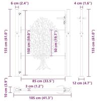 Tuinpoort met slot Zwart 110 x 155 cm Poedergecoat staal - thumbnail
