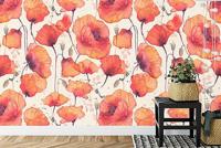 Fotobehang - Prachtige rode Klaprozen, 11 maten, Premium print, inclusief behanglijm - thumbnail