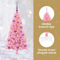 VidaXL Kerstboom met 150 led met standaard roze 120 cm pvc - thumbnail