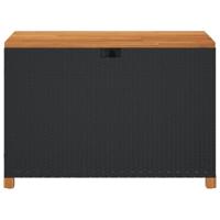 Tuinbox 110x55x63 cm poly rattan en acaciahout zwart - thumbnail