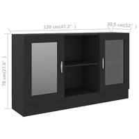 Vitrinekast 120x30,5x70 cm bewerkt hout zwart - thumbnail