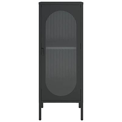 Dressoir 40x35x105 cm glas en staal zwart