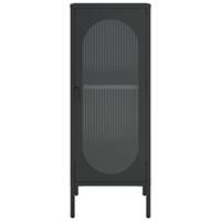 Dressoir 40x35x105 cm glas en staal zwart - thumbnail