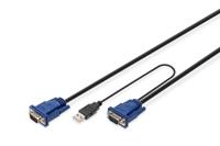 Digitus KVM Adapterkabel [1x USB-A, VGA - 1x VGA] 1.80 m Zwart - thumbnail