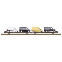 TRIX H0 24428 H0 platte wagen-paar 800B van Transwaggon GmbH - thumbnail