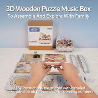 Tone-Cheer muziekdoosje Sneeuw Trein DIY Modelbouw Knutselen - thumbnail