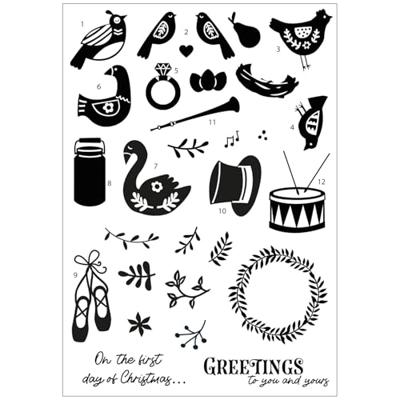 Sizzix • clear stamp set a5 12 days of christmas 30pcs
