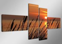 Schilderij - Duinen/Sunset, Oranje, 160X70cm, 4luik - thumbnail