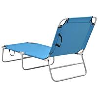 Ligbed inklapbaar staal en stof turquoiseblauw - thumbnail