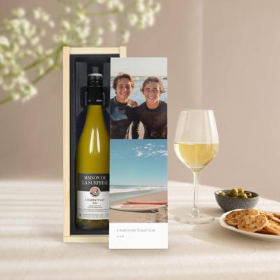 Wijn in bedrukte kist - Maison de la Surprise - Chardonnay