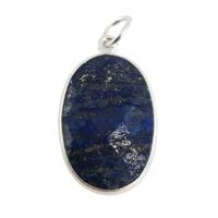 Edelsteen Hanger Ovaal Vriendschap - Lapis Lazuli - 925 Zilver (20 mm) - thumbnail