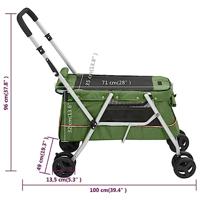 VidaXL Hondenwagen inklapbaar 100x49x96 cm linnenstof groen - thumbnail