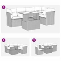 6-delige Loungeset met kussens poly rattan bruin - thumbnail