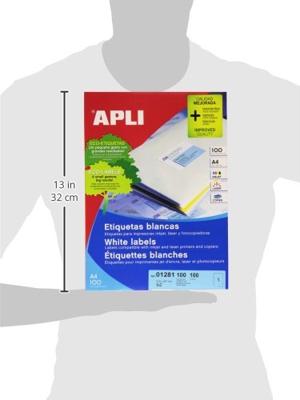Apli witte etiketten ft 210 x 297 mm (b x h) (A4), 100 stuks, 1 per blad (1281) Apli witte etiketten ft 210 x 297 mm (b x h) (A4), 100 stuks, 1 per blad (1281)