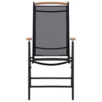 VidaXL Opklapbare stoelen, 2 stuks, aluminium en textiel, zwart. - thumbnail