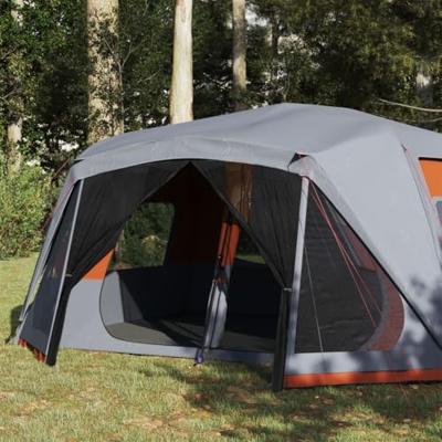 VidaXL Tent 10-persoons waterdicht snelontgrendeling grijs en oranje