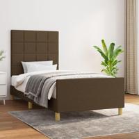 Bedframe zonder matras 90x200 cm stof donkerbruin - thumbnail