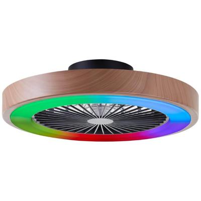 Brilliant Zwarte ventilatorSlimline met houten rand - G60060/09