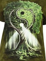 T-Shirt Mountain Artwear Yin Yang Tree Groen L - thumbnail