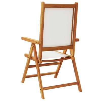 Tuinstoelen 8 st verstelbaar massief hout en stof crèmewit - thumbnail