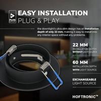 Set van 6 Miro LED inbouwspots - GU10 4 Watt 345 Lumen - 4000K Neutraal wit - Dimbaar - Rond - Kantelbaar - IP20 Voor binnen - Zwart - thumbnail