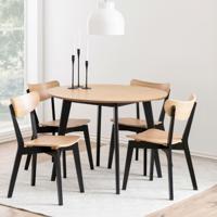 Bendt Ronde Eettafel 'Torkil' Ø105cm, kleur Naturel/Zwart - thumbnail