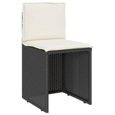 3-delige Bistroset met kussens poly rattan zwart - thumbnail