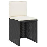 3-delige Bistroset met kussens poly rattan zwart - thumbnail
