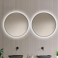 Loxa - Ronde Badkamerspiegel Ilona met Led 50cm - Zwarte omlijsting - Dimbaar - Condensvrij vlak- Duurzame kwaliteit - Eenvoudige installatie - thumbnail