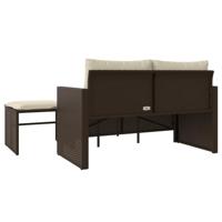 3-delige Loungeset met kussens poly rattan bruin - thumbnail