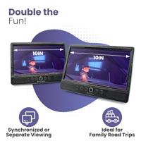 Draagbare DVD Speler Auto - Set van 2 Spelers - 9 Inch Scherm - Met Accu voor 1,5 uur Speeltijd (MPD298) - thumbnail