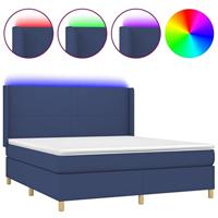 Boxspring met matras en LED stof blauw 160x200 cm - thumbnail