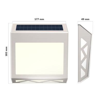 Numa - LED Solar Huisnummer - Wandlamp - 3000K Warm wit - 40 Lumen - Schemerschakelaar - Polykristal solar - IP65 - Zilver - Solar huisnummerverlichting