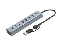 CONCEPTRONIC HUBBIES20G 7-Port USB 3.2 Gen 1 Hub, 5 Gbps, USB-C x 3, USB-A x 4 - thumbnail