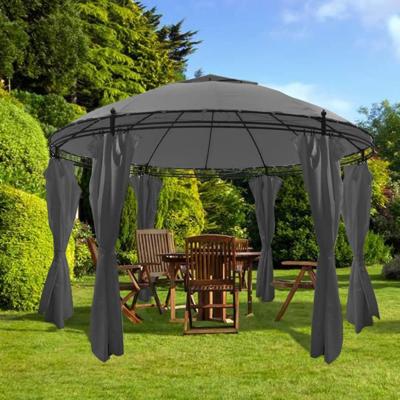 Prieel met gordijnen rond 3,5x2,7 m antracietkleurig