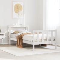 Bedframe zonder matras massief grenenhout wit 75x190 cm - thumbnail