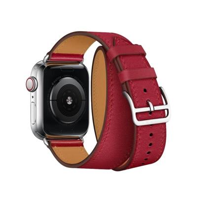 Voor Apple Watch 3/2/1 generatie 38mm universele lederen dubbele-lus riem (rood) Voor Apple Watch 3/2/1 generatie 38mm universele lederen dubbele-lus riem (rood)